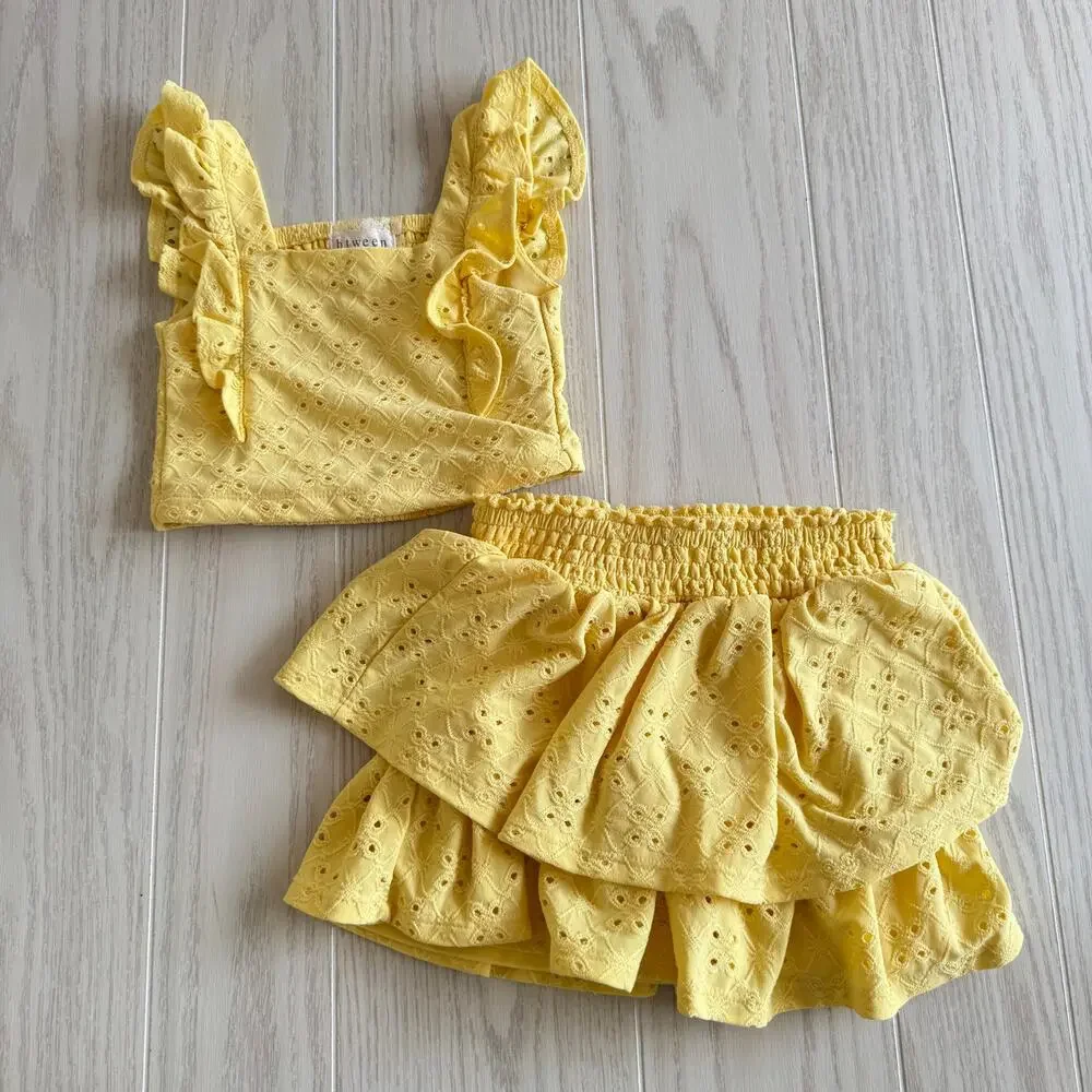 Btween Toddler Girls Floral Tank Skort Set Yellow Eyelet Size 4T